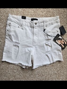 Rachel White Distressed Denim Shorts